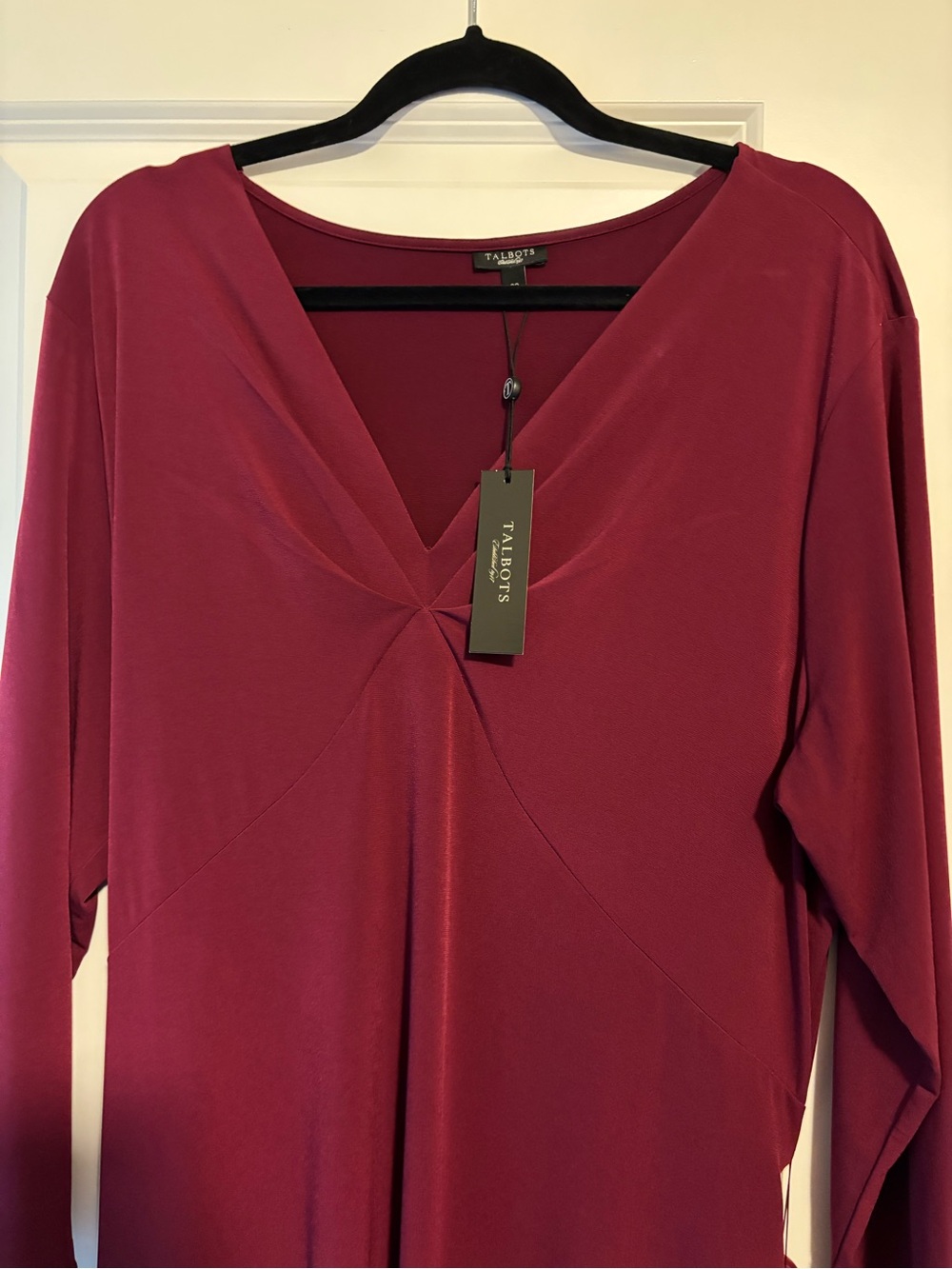 Talbots Long Sleeve V-Neck Dress in Berry